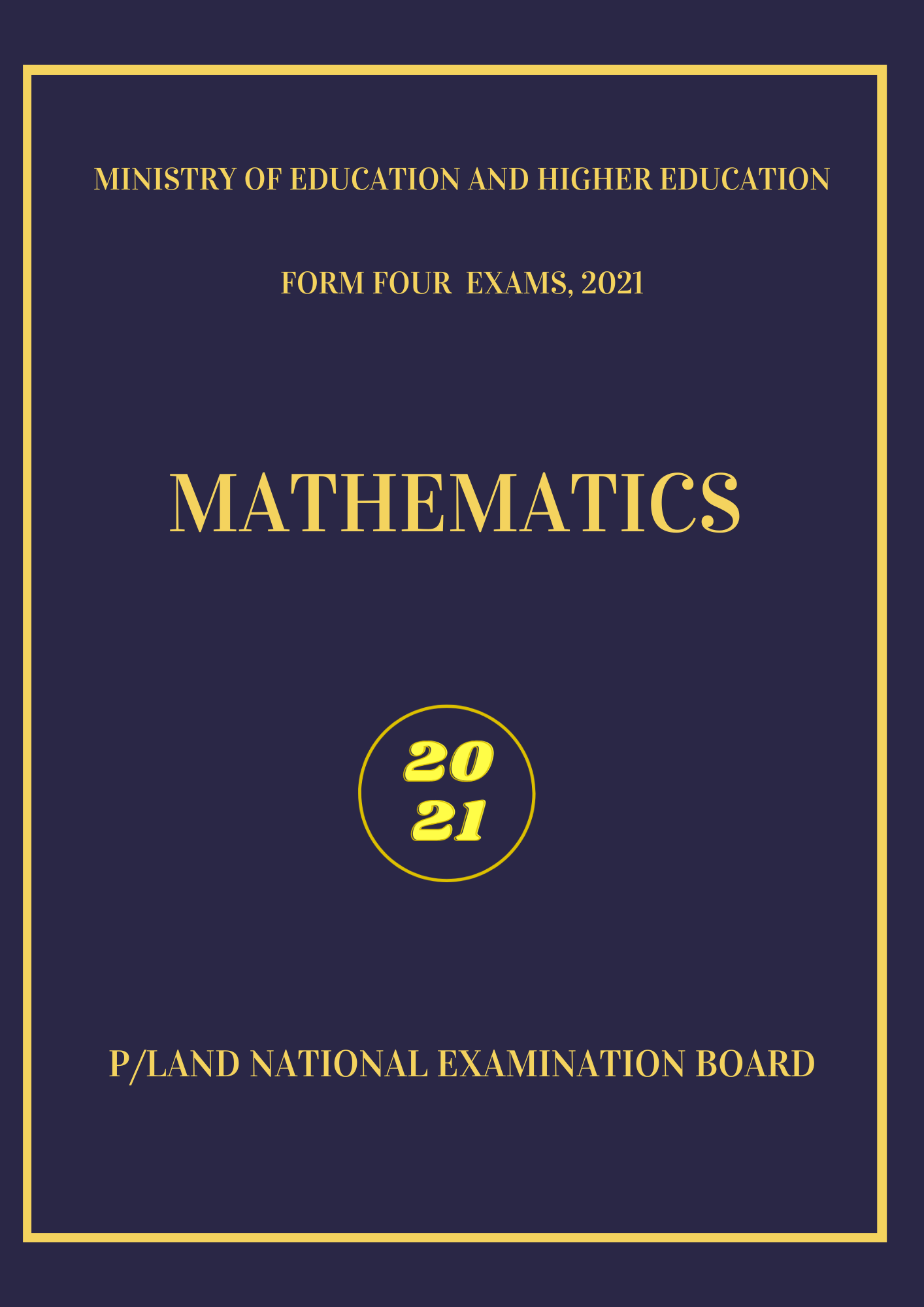 Mathematics Exam For 2021 Somexams