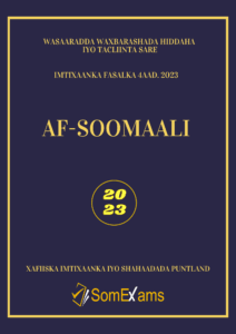 Imtixaanka maadada Af-Soomaali 2023