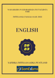 Imtixaanka maadada English 2023