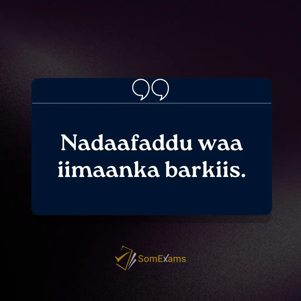 Nadaafaddu waa iimaanka barkiis - Xigasho