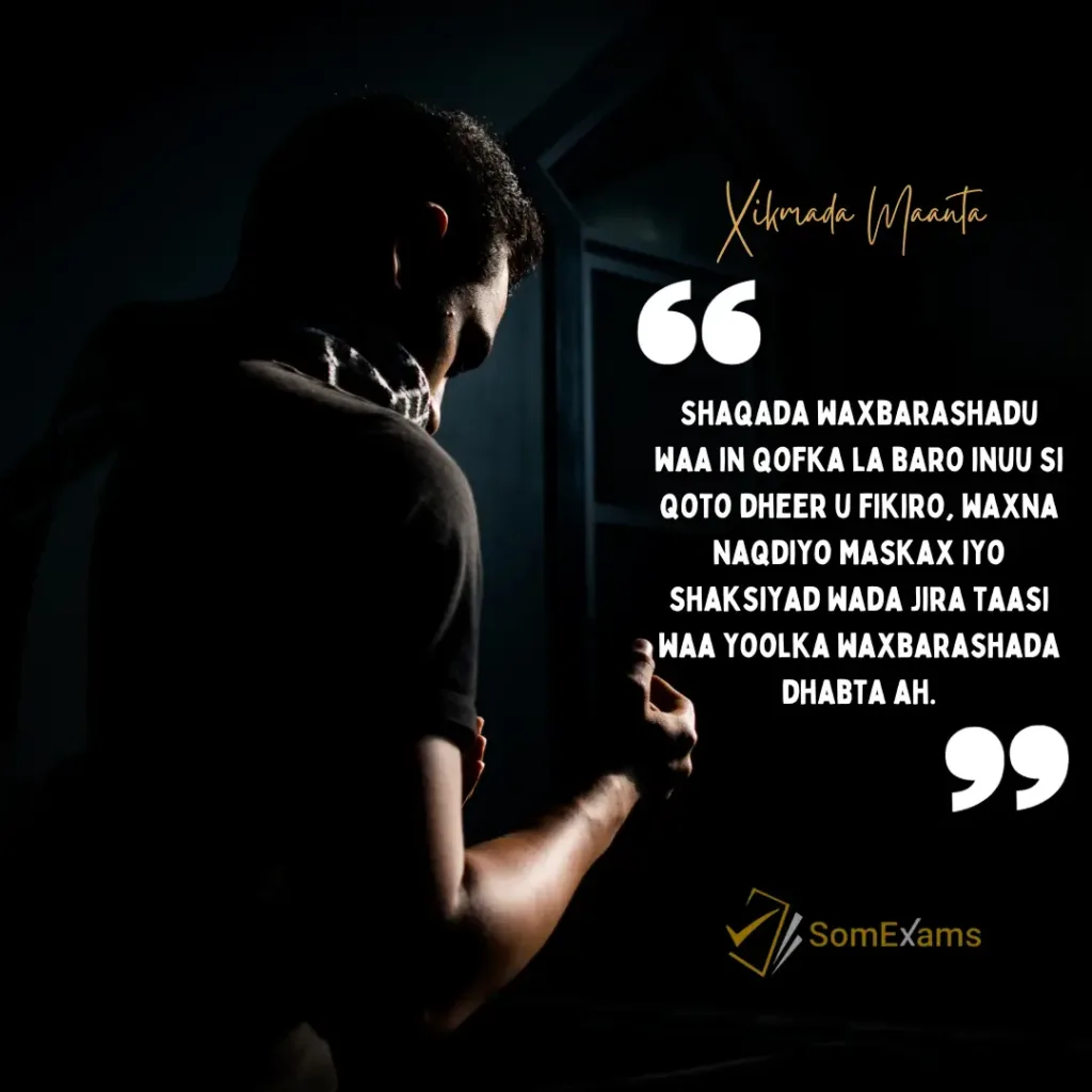 Shaqada waxbarashadu waa in qofka la baro inuu si qoto dheer u fikiro, waxna naqdiyo maskax iyo shaksiyad wada jira taasi waa yoolka waxbarashada dhabta ah - Xigasho