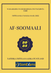 Af-Soomaali G8 exam 2025